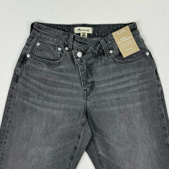Madewell Jean Womens 25 Petite Gray Curvy 90s Straight Leg Cross Tab Closure - Picture 7 of 16
